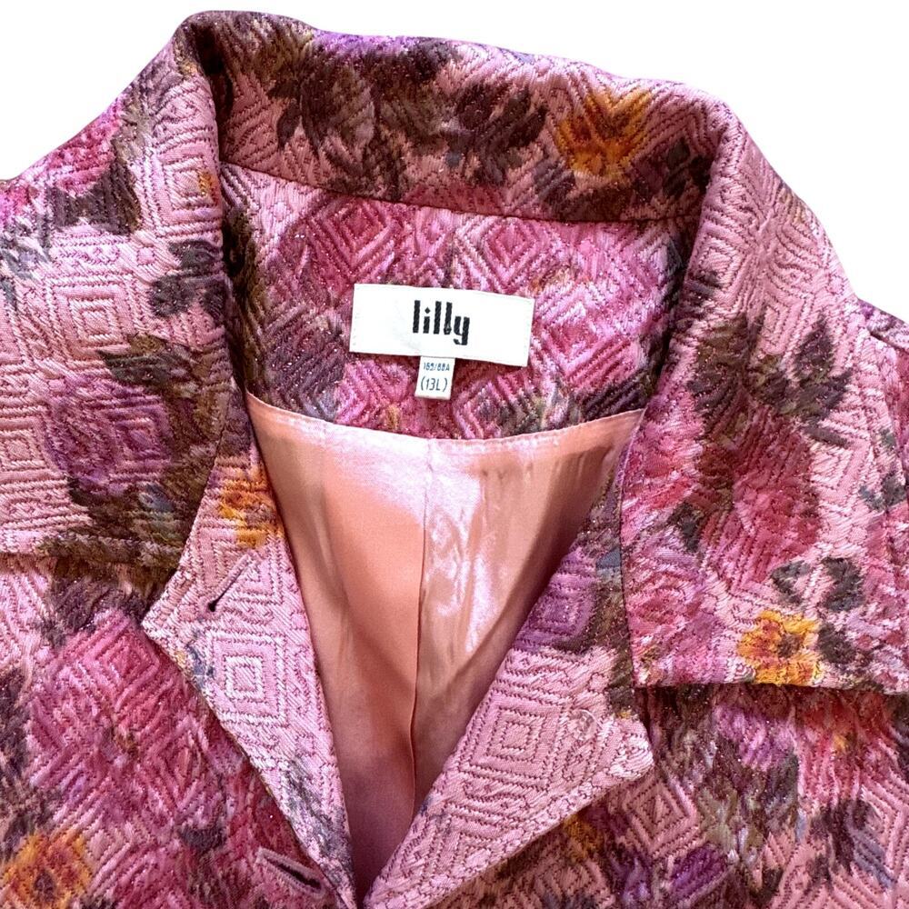 Gorgeous Rare Lilly Vintage Blazer Pink Floral Jacquard Women's Medium/Large - Picture 2 of 6